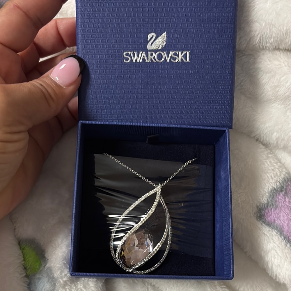 Swarovski Silver Teardrop Crystal Necklace